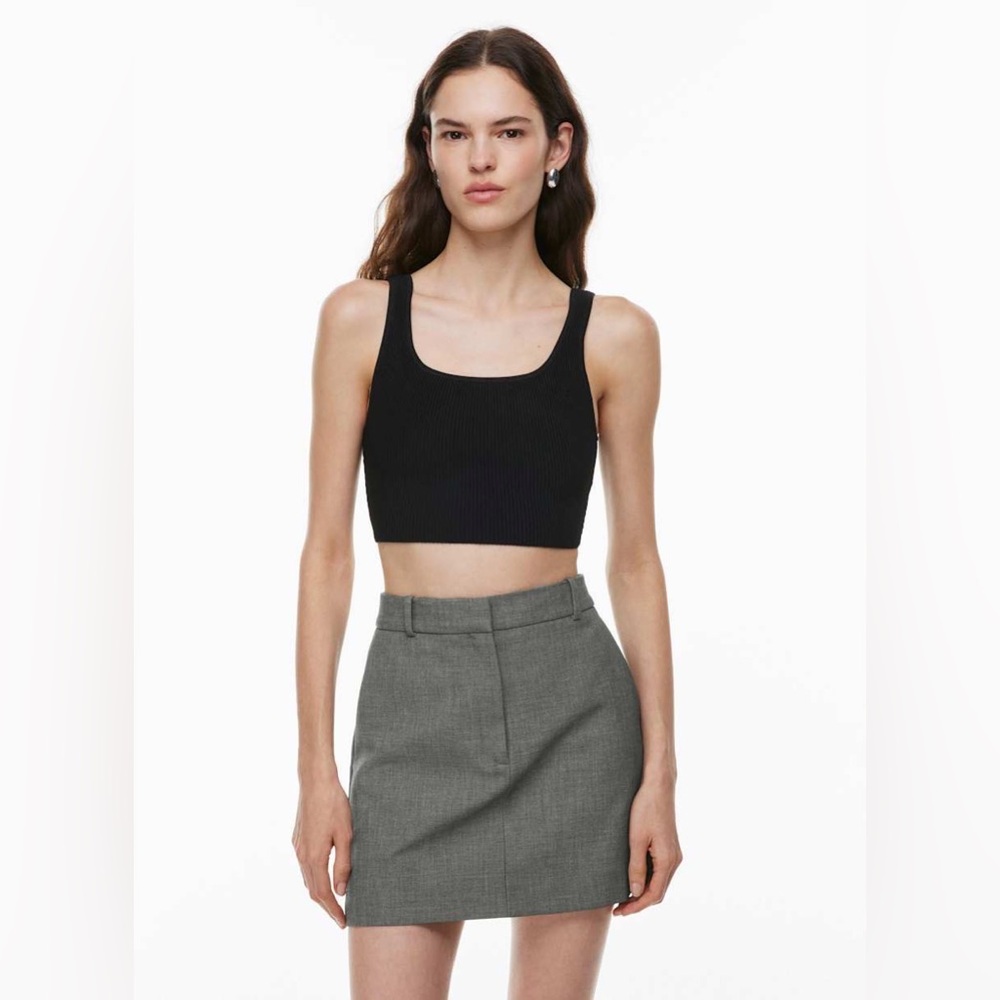 Babaton Sculpt Knit Squareneck Cropped Tank - Black - XS